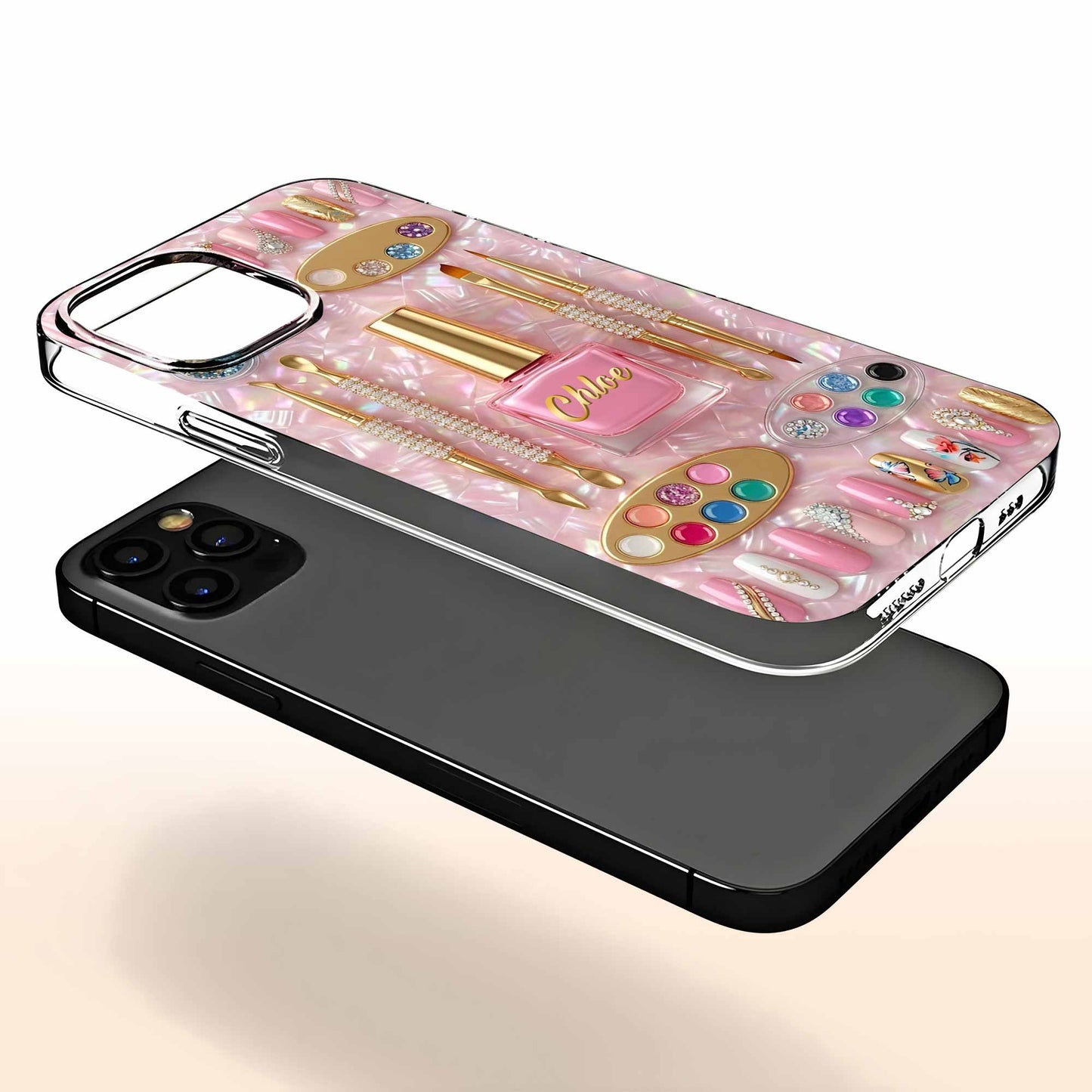 Phone Case material and size view - Personalized Nail Tech Clear Phone Case