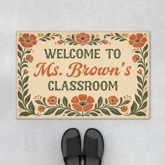 Custom Teacher Classroom Doormat for Teacher with personalized design details for meaningful gifting