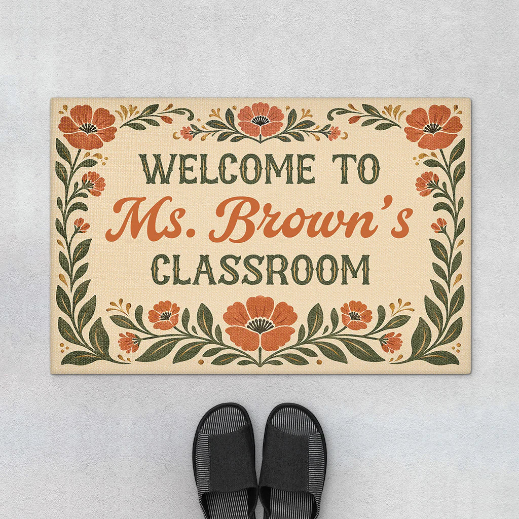 Custom Teacher Classroom Doormat for Teacher with personalized design details for meaningful gifting