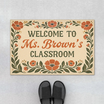 Custom Teacher Classroom Doormat for Teacher with personalized design details for meaningful gifting
