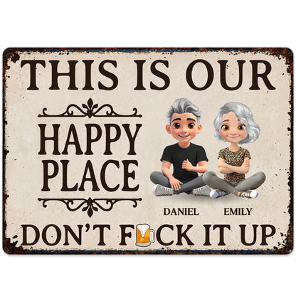 Custom Couples Happy Place Metal Sign for Couples with personalized design details for meaningful gifting image 10