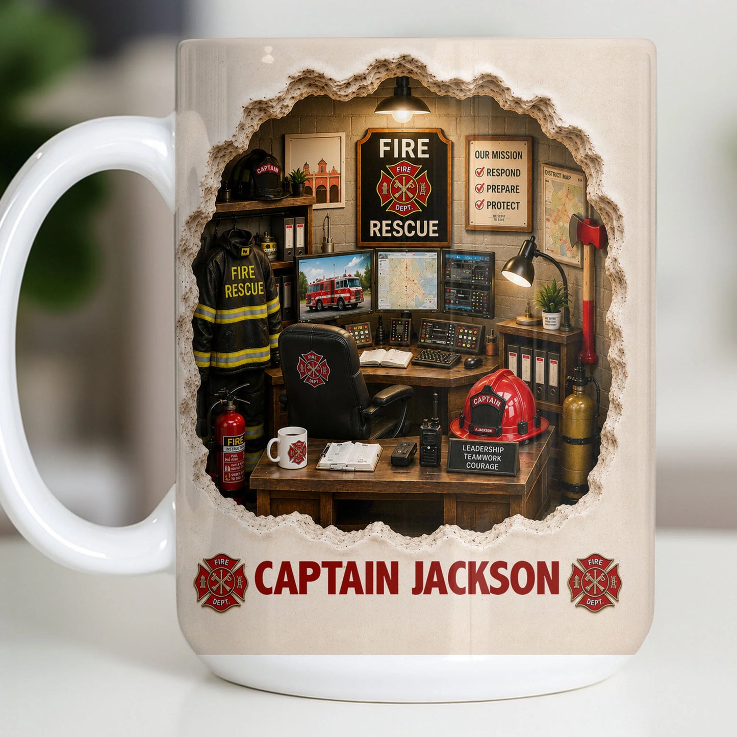 Personalized firefighter mug with custom name and fire station office design - gift for fire department heroes image 10