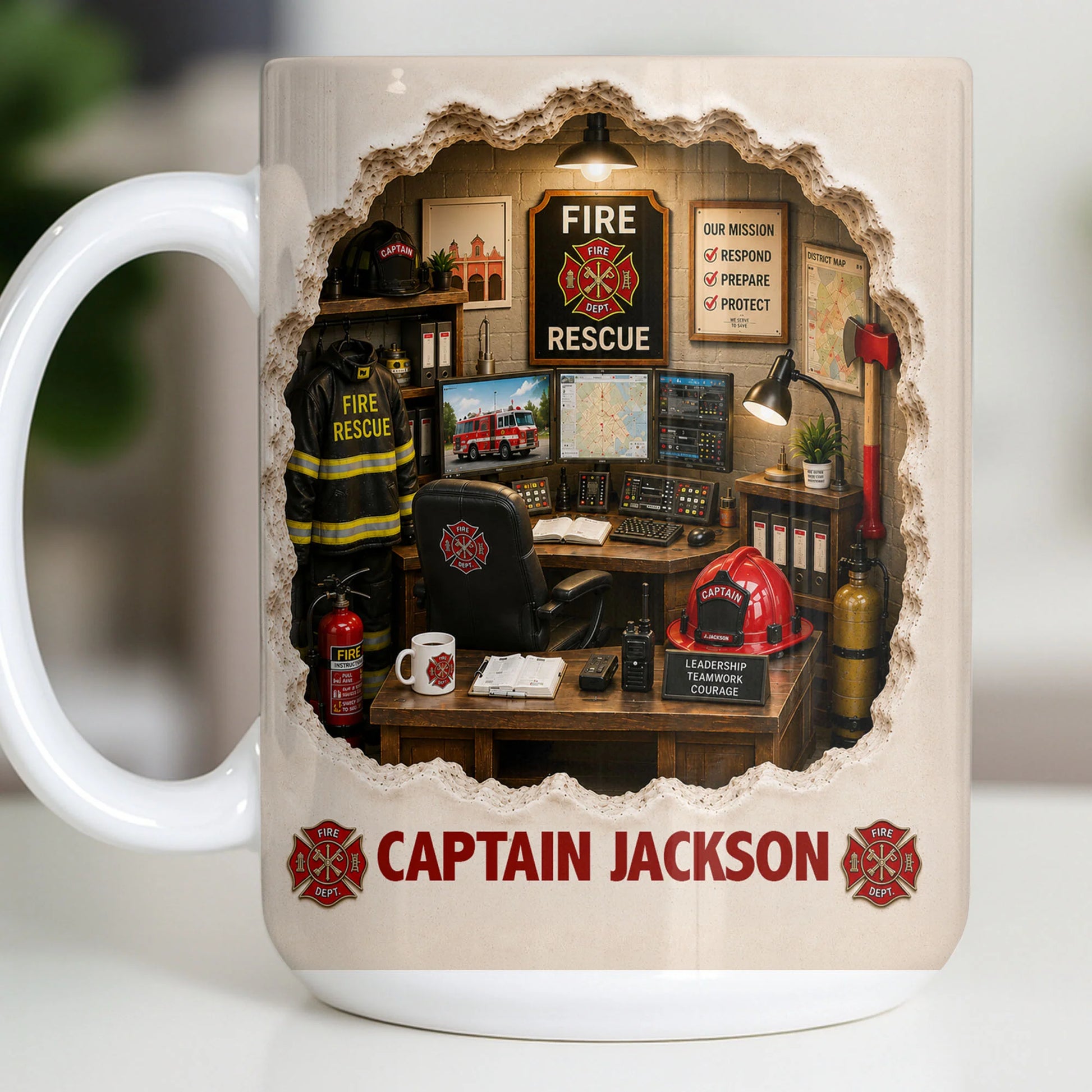Personalized firefighter mug with custom name and fire station office design - gift for fire department heroes image 10