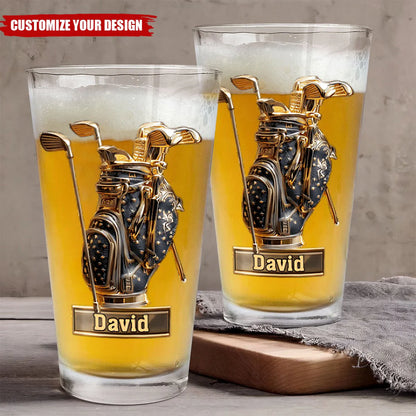 Personalized Golf Beer Glass personalization view for Dad