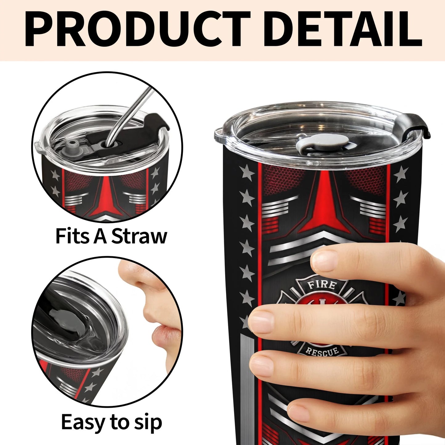 Personalized Firefighter Tumbler for Dad with personalized design details for meaningful gifting image 6