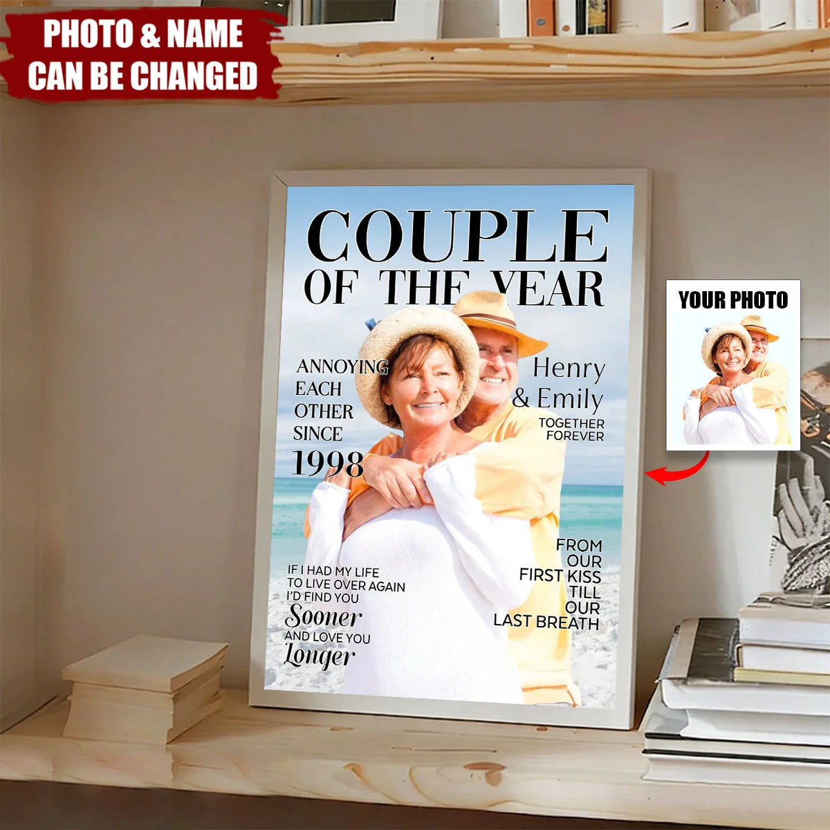 Couple Of The Year Custom Photo Canvas / Poster - Personalized Anniversary Gift for Husband Wife