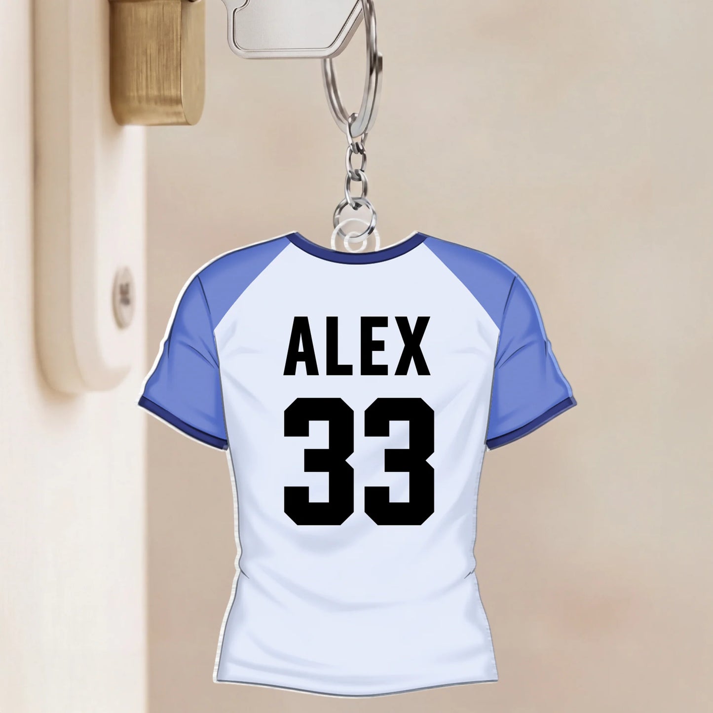 Personalized Soccer Jersey Keychain personalization view for Dad