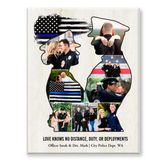 Personalized Police Couple Canvas for Wife with personalized design details for meaningful gifting