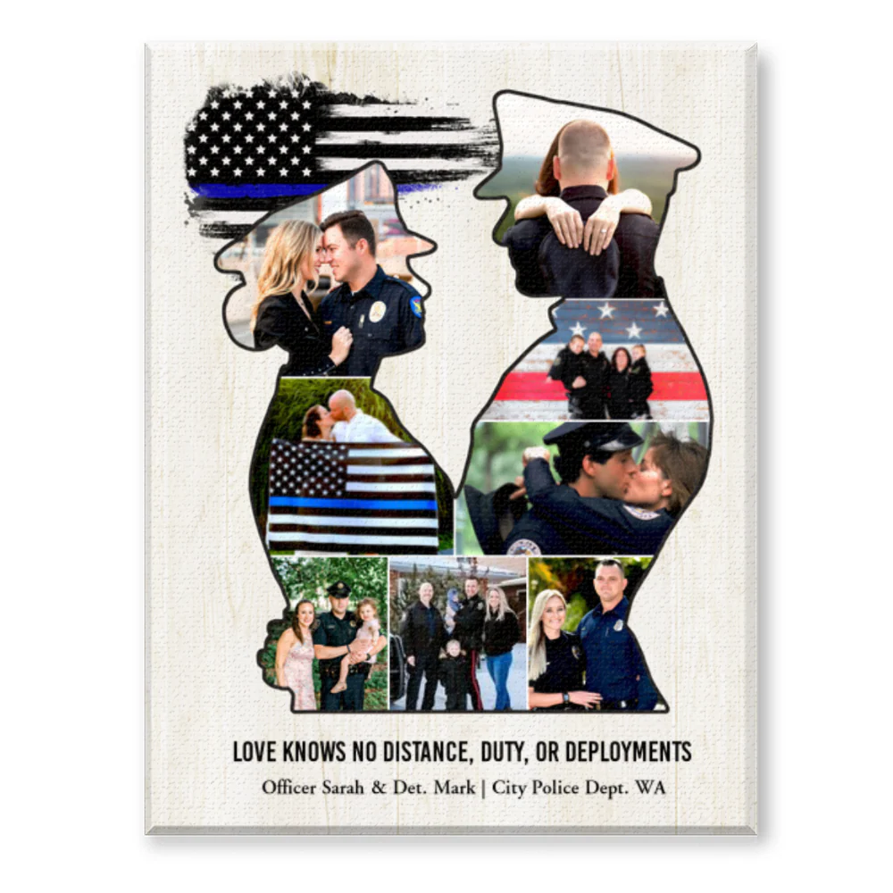 Personalized Police Couple Canvas for Wife with personalized design details for meaningful gifting