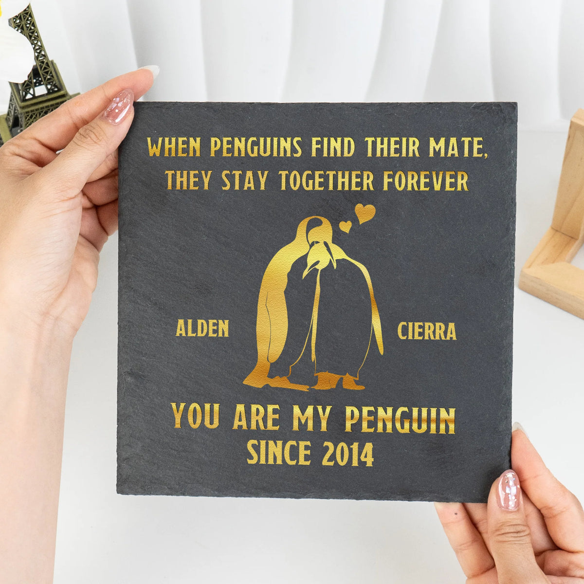 You Are My Penguin Personalized Stone Plaque - Custom Anniversary Gift for Couples