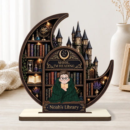 Personalized Book Lover Wooden Plaque personalization view for Mom