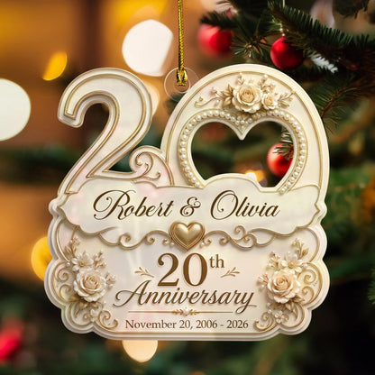 "Mr & Mrs" Custom Wedding Anniversary Acrylic Ornament - Personalized Christmas Keepsake Gift for Couples