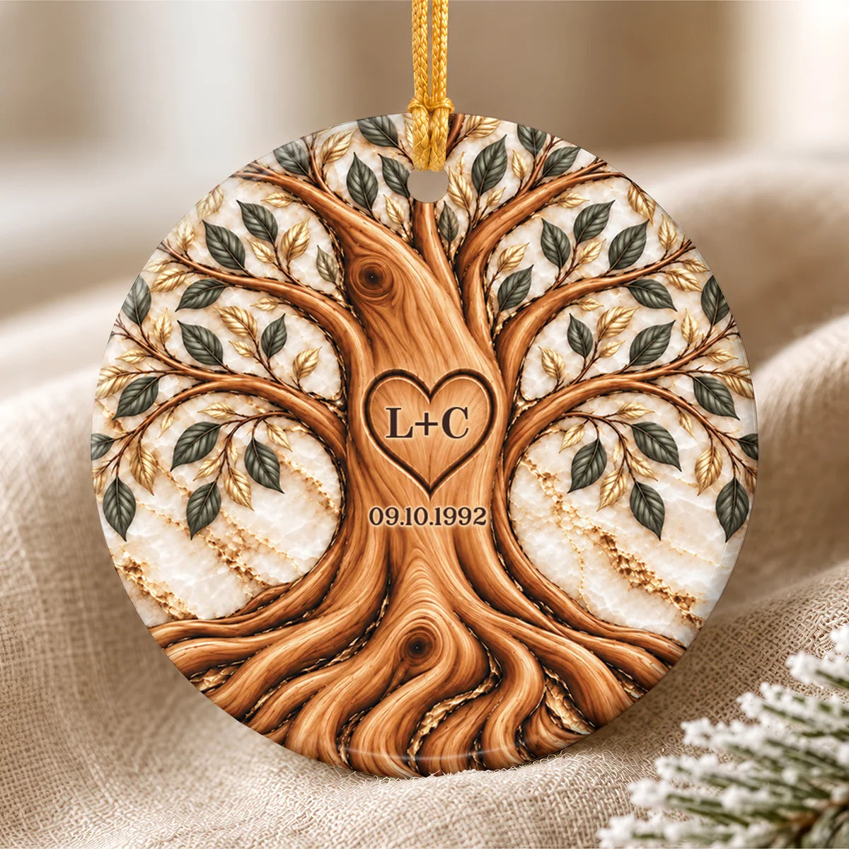 Tree of Life Personalized Couple Ceramic Ornament - Custom Christmas Anniversary Gift
