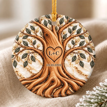 Tree of Life Personalized Couple Ceramic Ornament - Custom Christmas Anniversary Gift