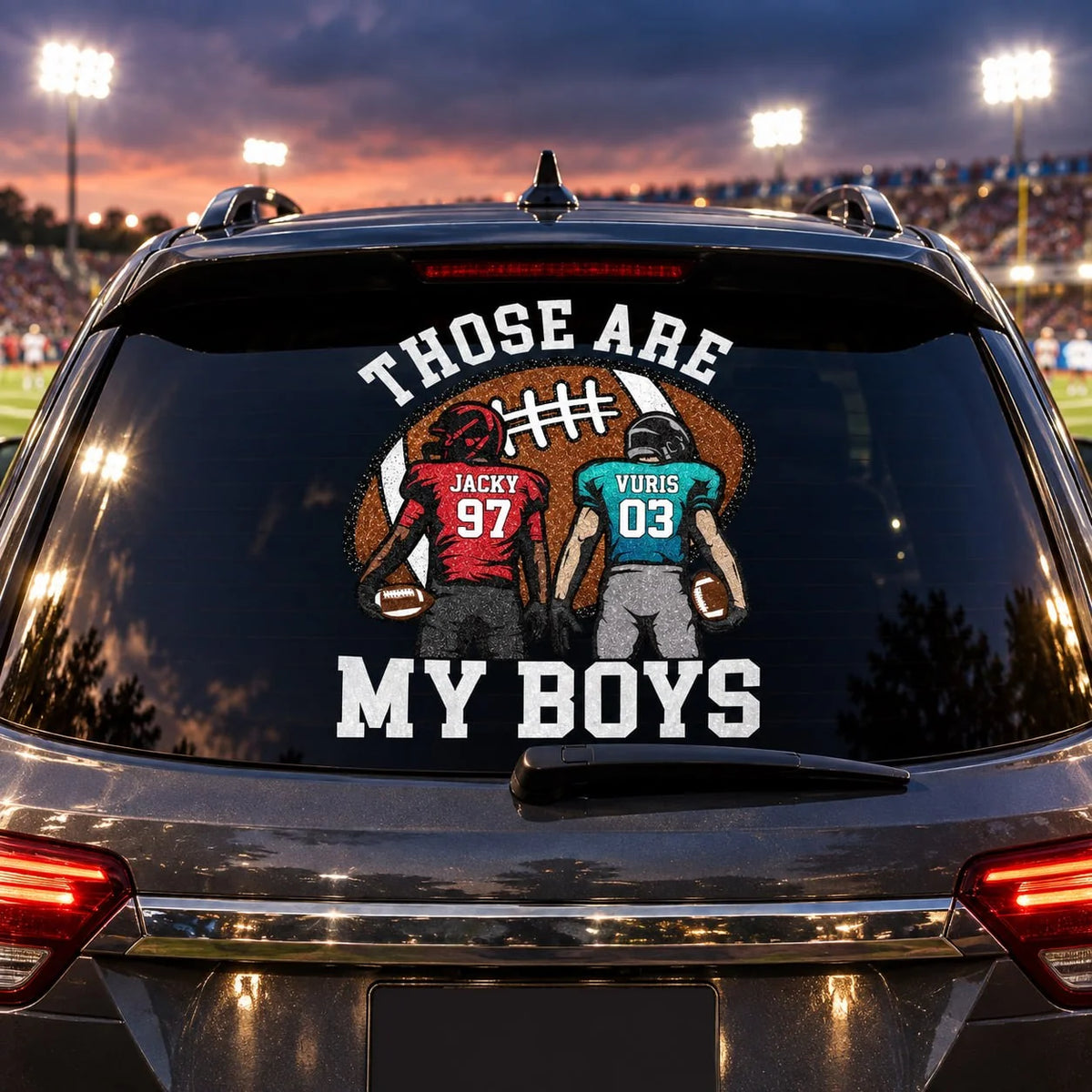 Those Are My Boys Personalized Football Car Decal - Custom Player Name & Number Sticker Gift for Sports Mom Dad