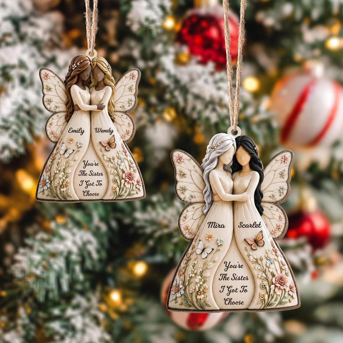 You're The Sister I Got To Choose - Personalized Wood Ornament for Bestie Sister Christmas Gift