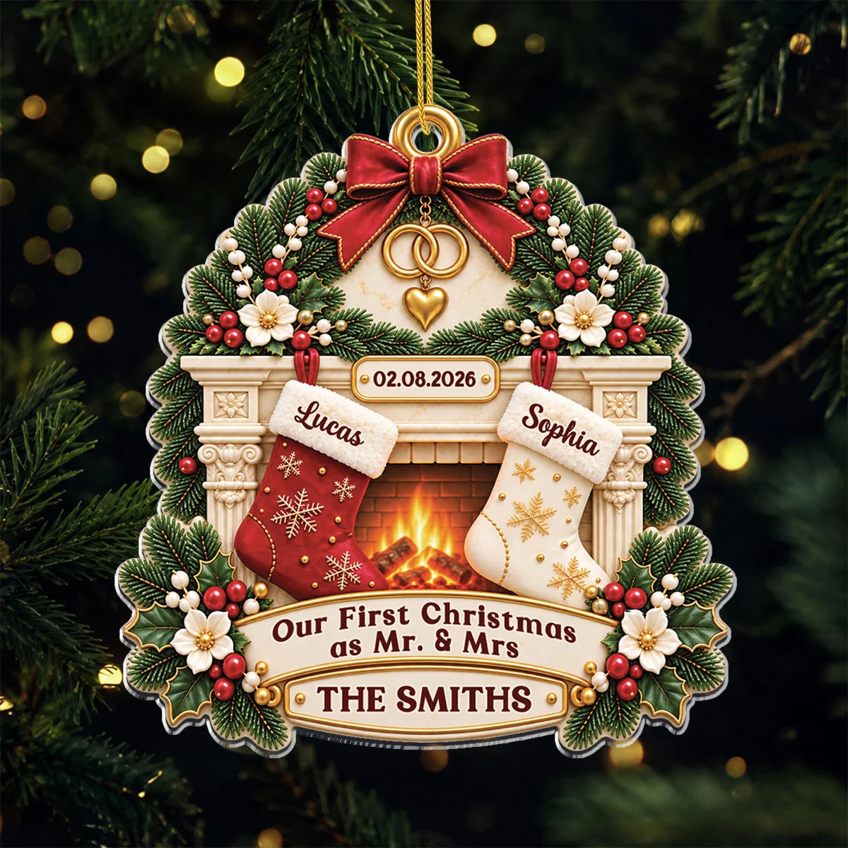 Our First Christmas as Mr. & Mrs. - Personalized Acrylic Ornament for Couples