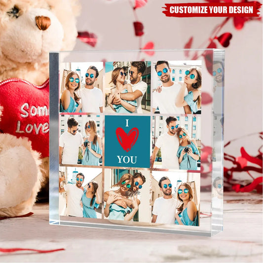 Custom Photo Collage Acrylic Plaque personalization view for Couples