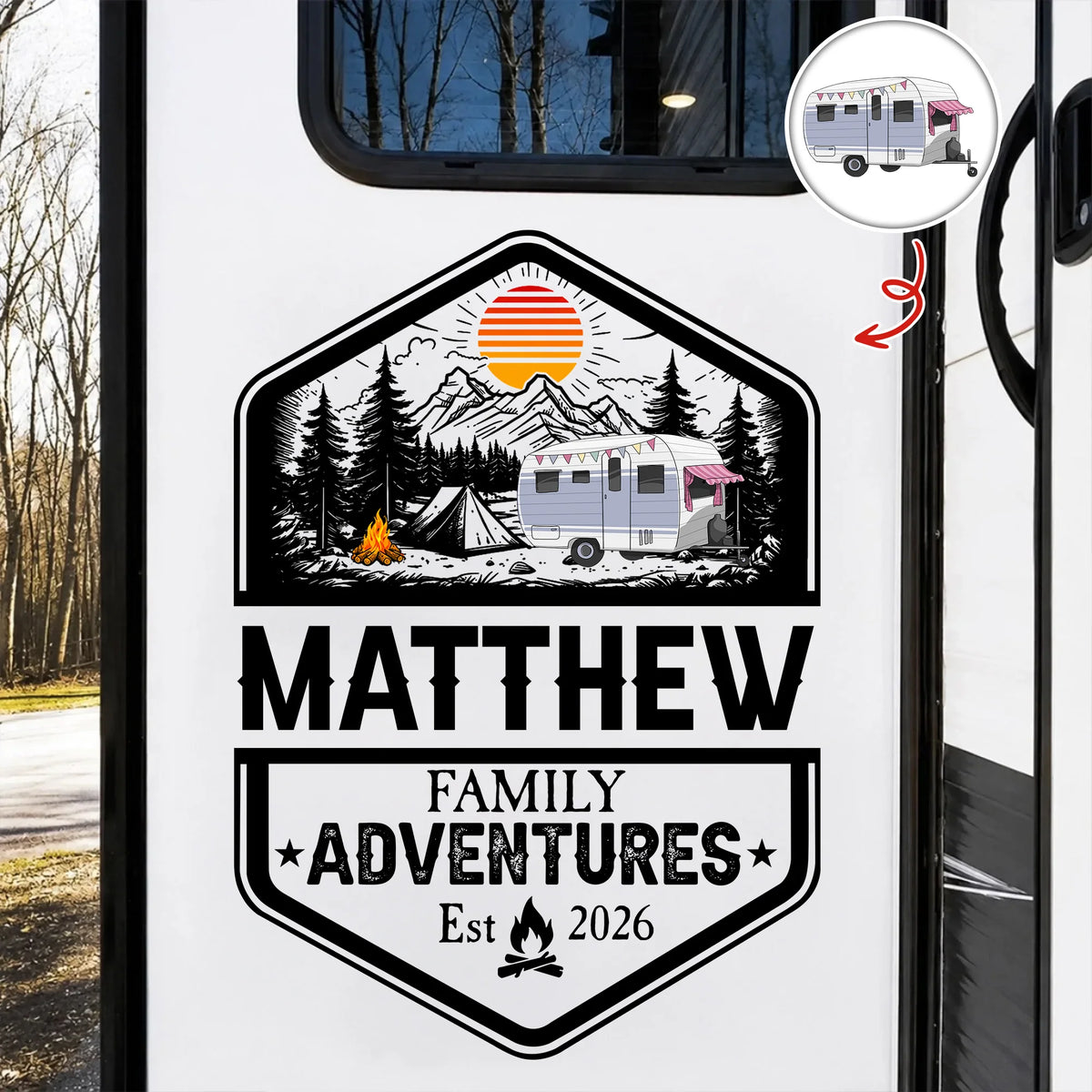 Personalized Family Adventures RV Decal - Custom Gift For Campers