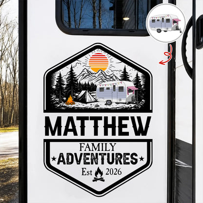 Personalized Family Adventures RV Decal - Custom Gift For Campers