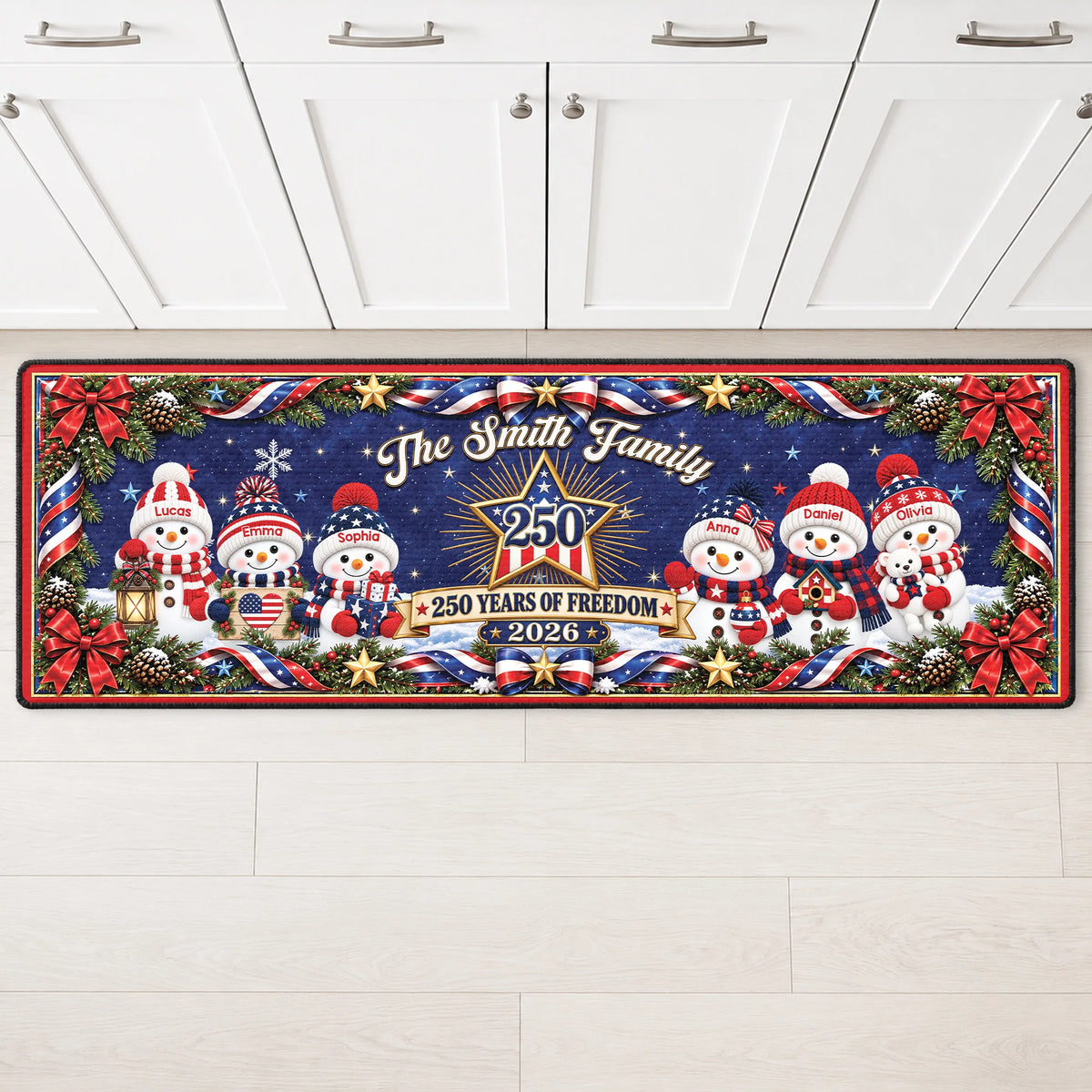 USA 250 Years of Freedom Personalized Runner Rug - Christmas Keepsake for Family