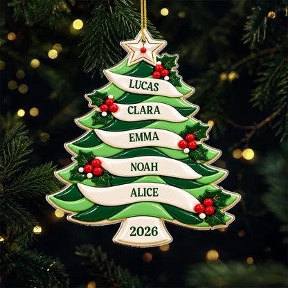 Christmas Tree Personalized Acrylic Ornament - Custom Holiday Keepsake Decor for Family