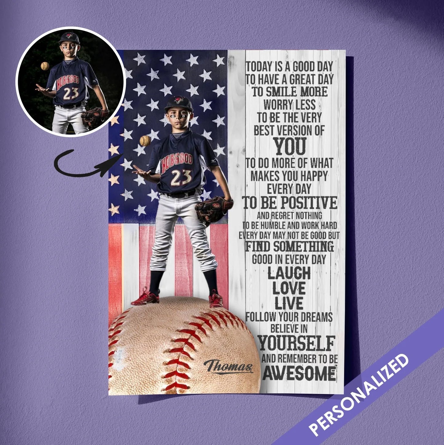 Today Is A Good Day Personalized Baseball Canvas / Poster - Custom Photo Wall Art Gift