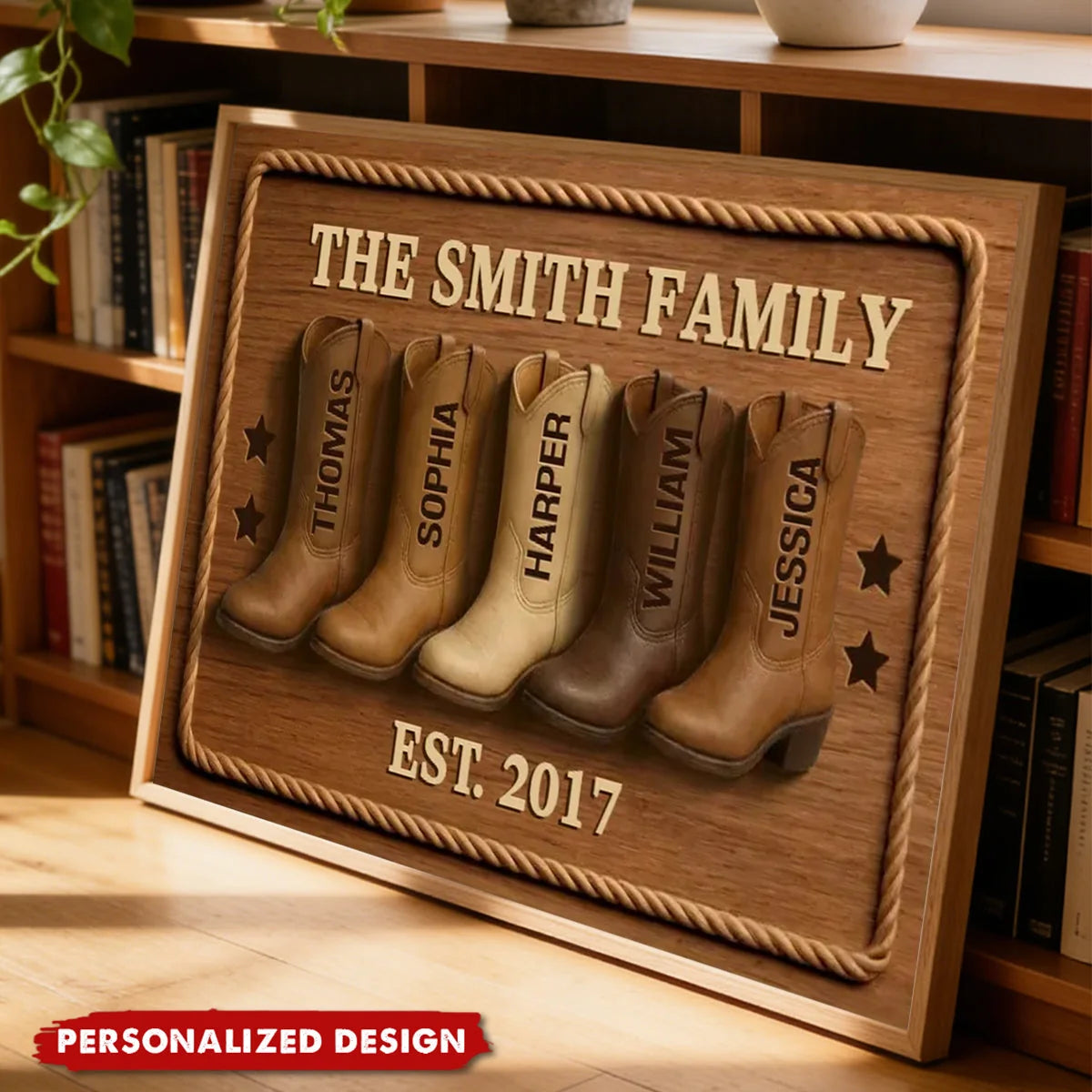 Personalized Family Cowboy Boots Canvas / Poster - Custom Western Family Name Gift for Mom Dad