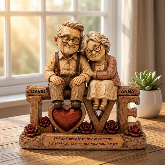 Personalized Elderly Couple Wooden Love Block for Grandma with personalized design details for meaningful gifting