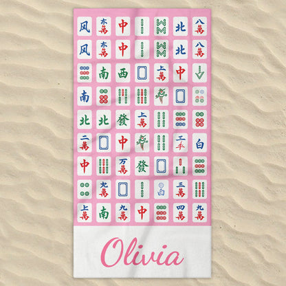 Towel material and size view - Personalized Mahjong Beach Towel