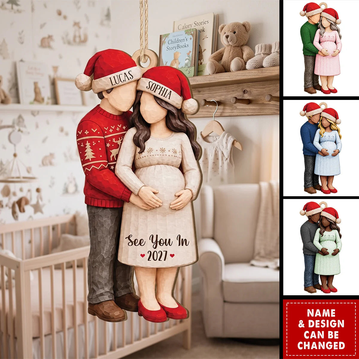 "See You In" Custom Wooden Ornament - Personalized Expecting Couple Christmas Keepsake Gift