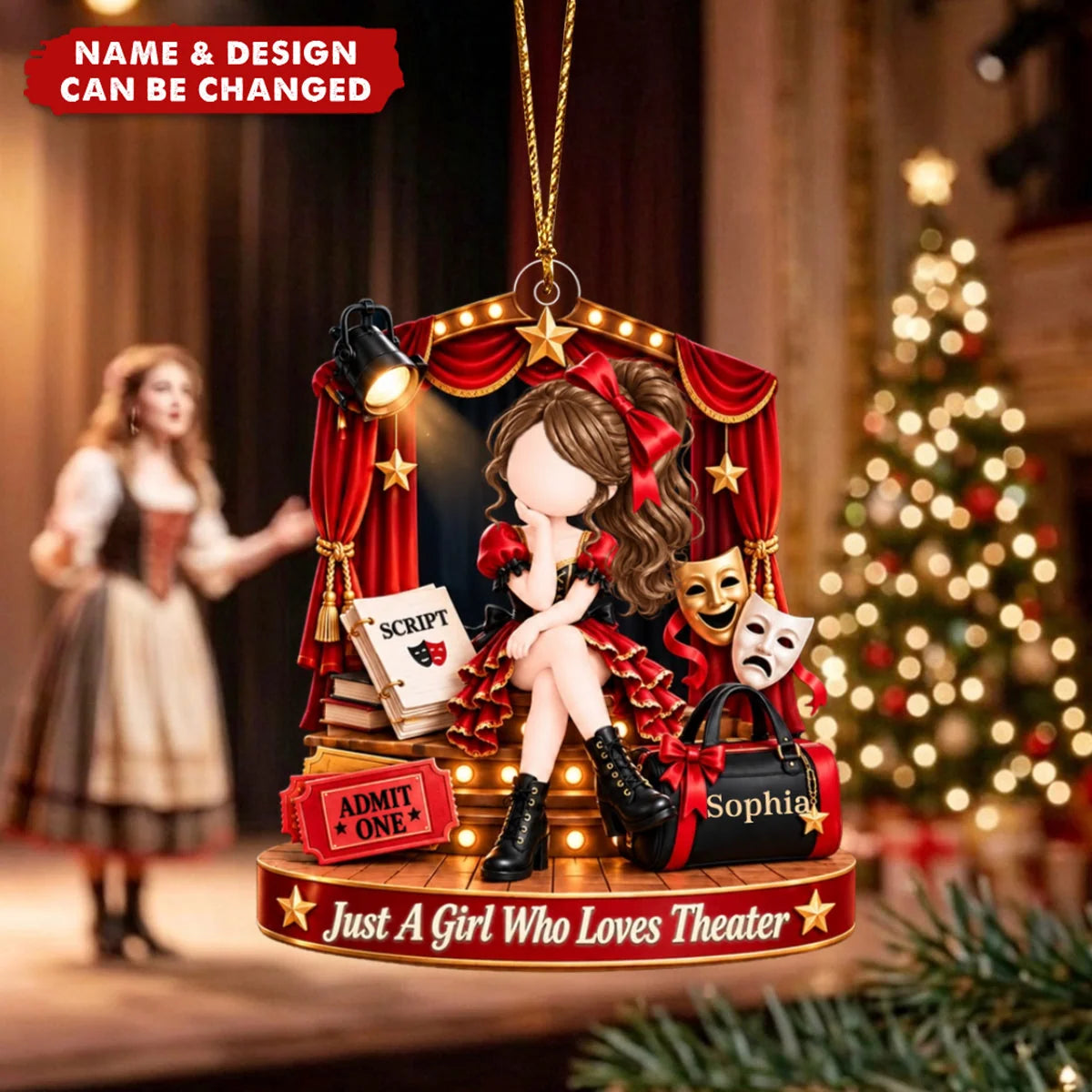 Just A Girl Who Loves Theater Personalized Acrylic Ornament - Custom Actress Gift