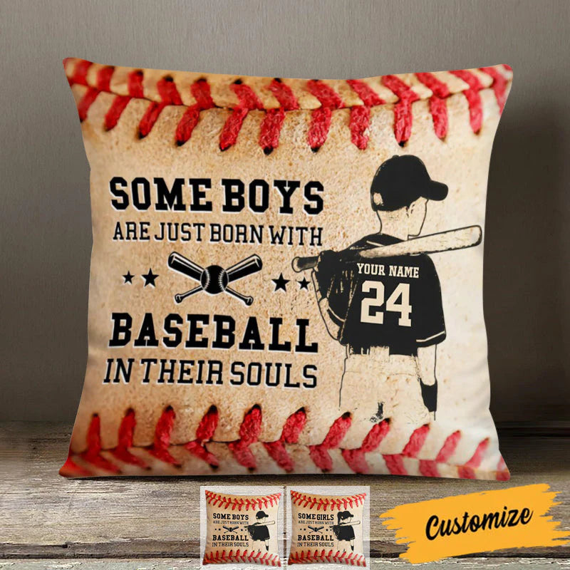 Personalized baseball pillow featuring a custom name and jersey number 24 for a grandson sports gift