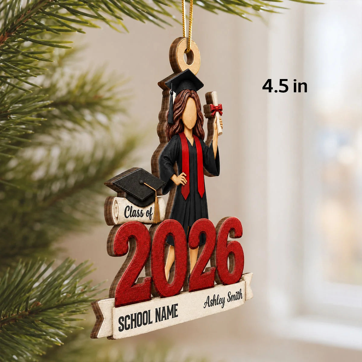 Class of 2026 Personalized Wooden Ornament for Graduate - Custom Senior Keepsake Gift