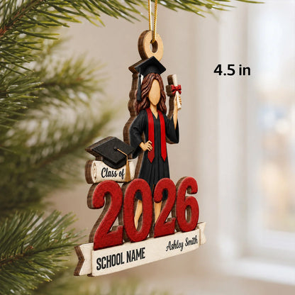 Class of 2026 Personalized Wooden Ornament for Graduate - Custom Senior Keepsake Gift