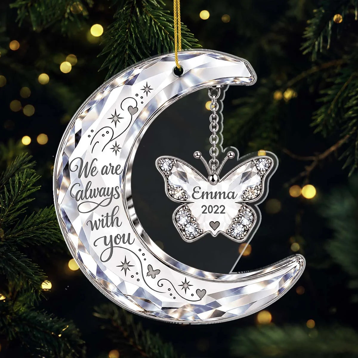 "We Are Always With You" Personalized Memorial Acrylic Ornament - Sympathy Gift for Family