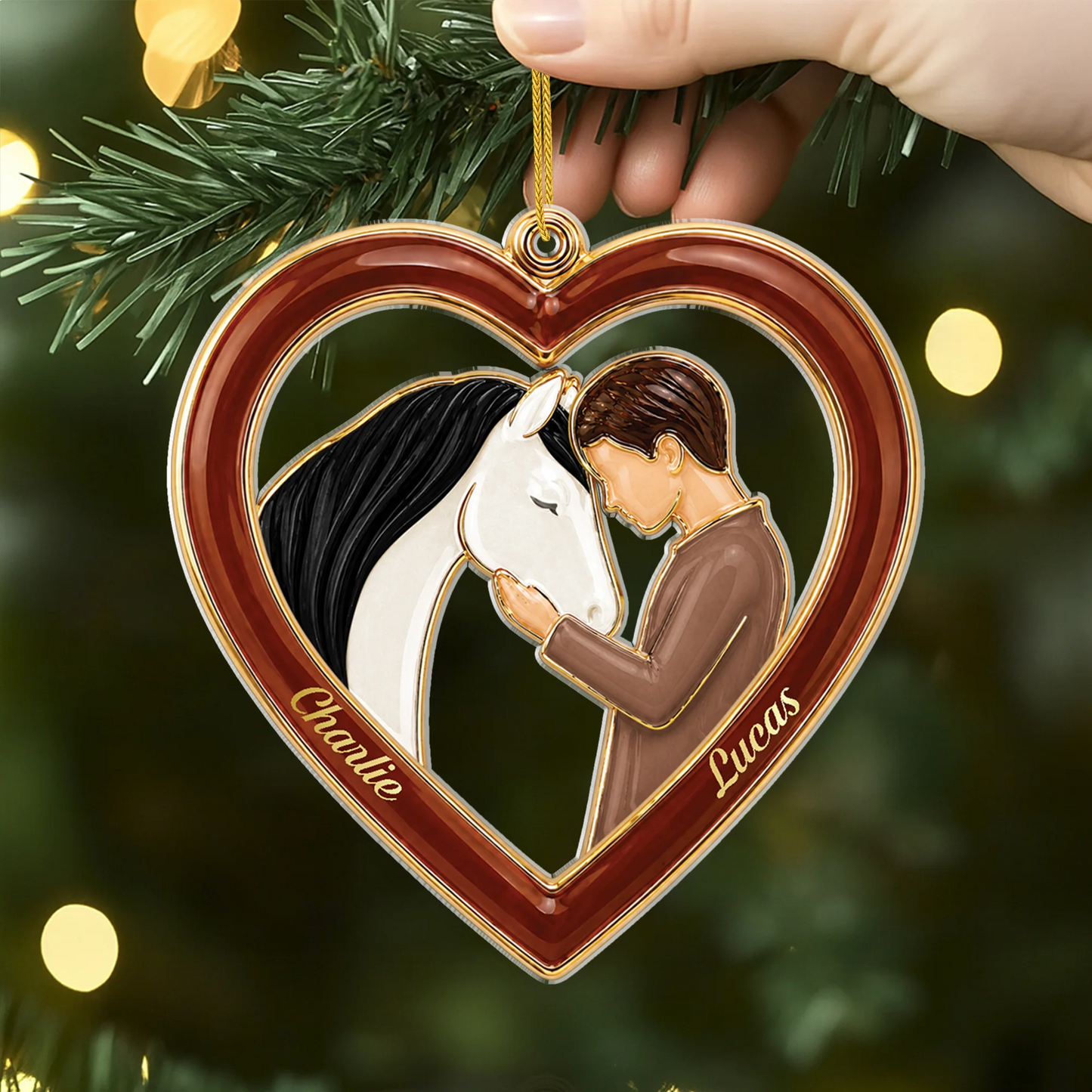 Personalized Horse Lover Acrylic Ornament - Custom Christmas Keepsake Gift for Equestrians