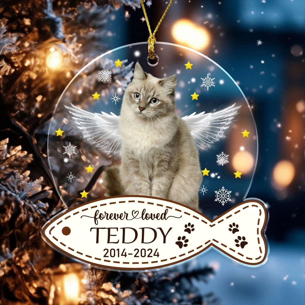 PRINTS10 Custom Cat Photo Christmas Gift Memorial Acrylic Ornament HO82 893138