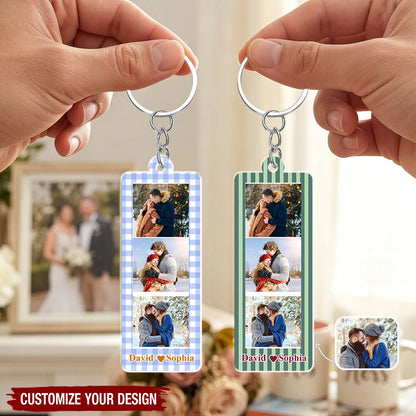 Custom Photo Booth Strip Acrylic Keychain - Personalized Picture Keepsake for Couples
