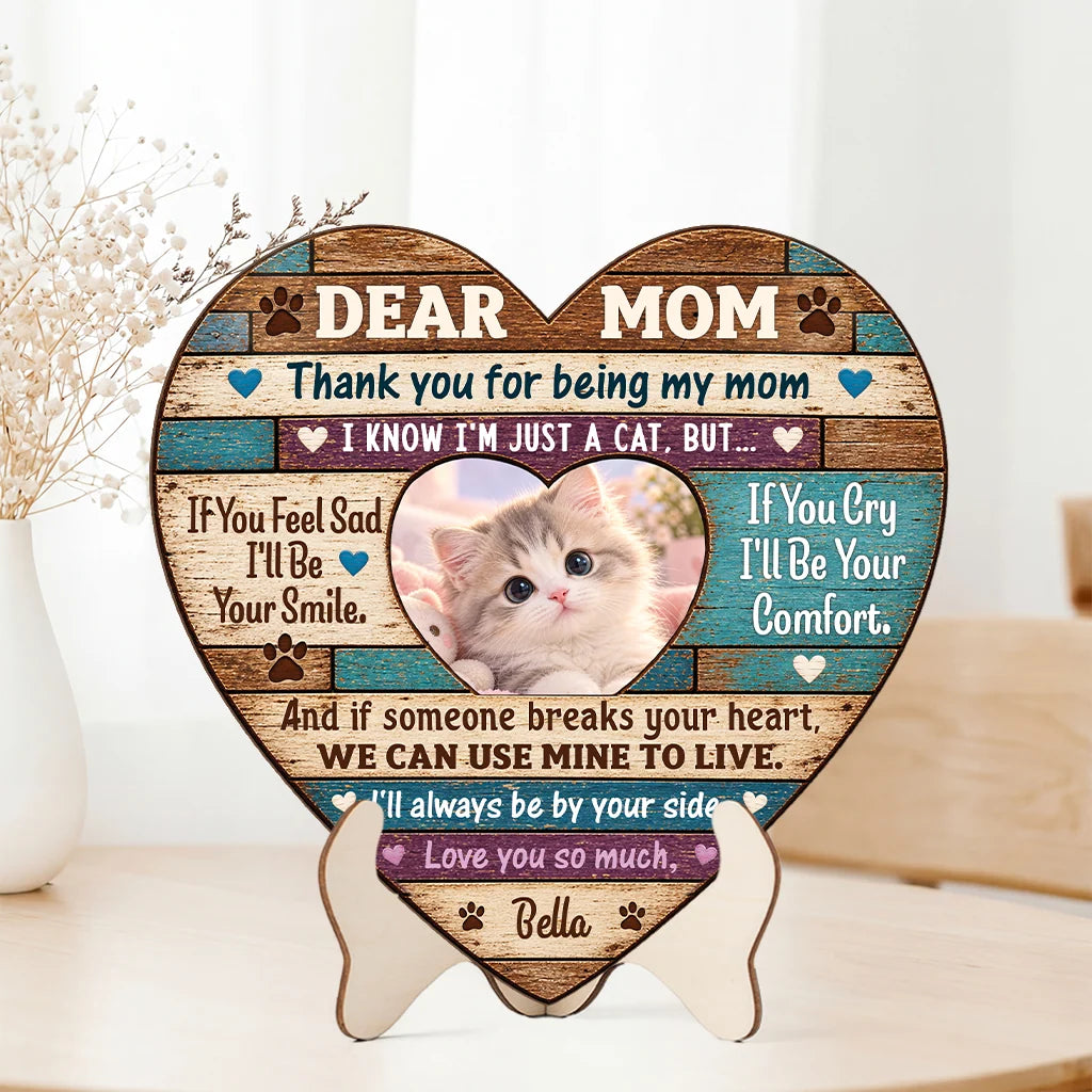 "Thank You for Being My Dad" Personalized Pet Photo Wooden Plaque - Custom Gift for Dog Mom and Dad