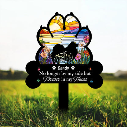 Paw Prints Forever on Our Hearts - Personalized Garden Stake Pet Memorial Gift