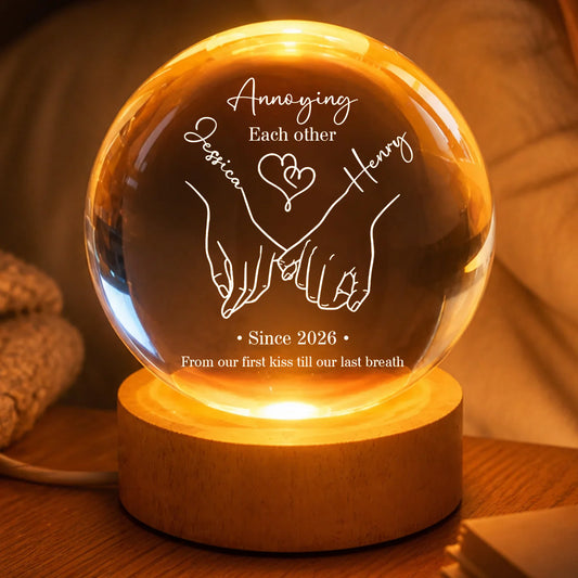Custom Couples Crystal Ball for Couples with personalized design details for meaningful gifting
