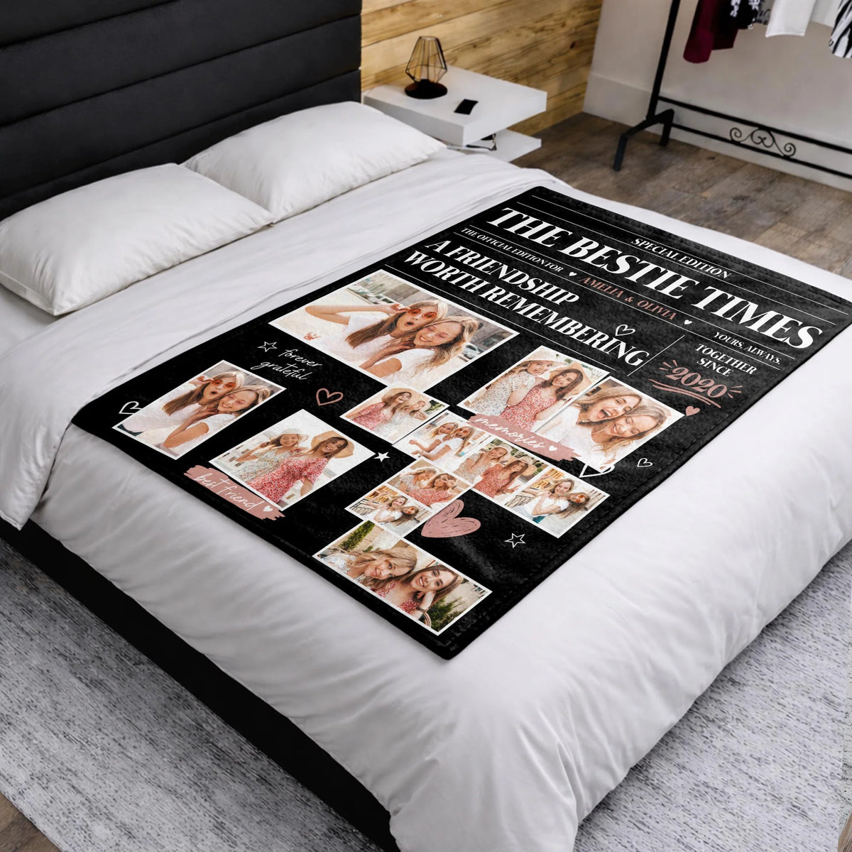 The Bestie Times A Friendship Worth Remembering Personalized Photo Blanket - Custom Bestie Gift for Best Friends