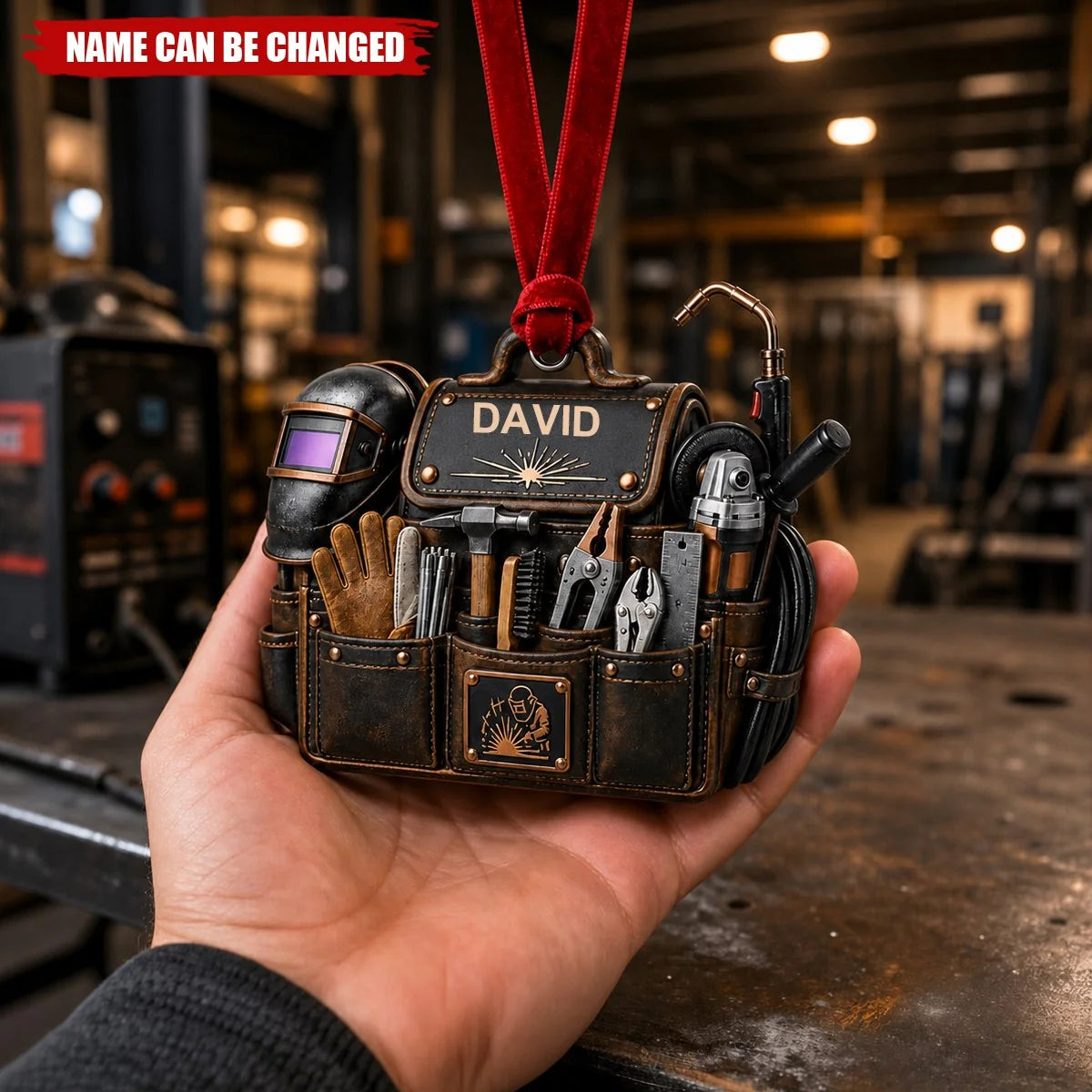 Personalized Welder Christmas Ornament - Custom Welding Tool Bag Acrylic Keepsake Gift