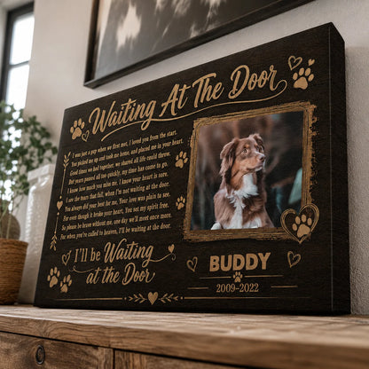 "Waiting At The Door" Personalized Pet Memorial Canvas / Poster - Custom Gift for Pet Loss