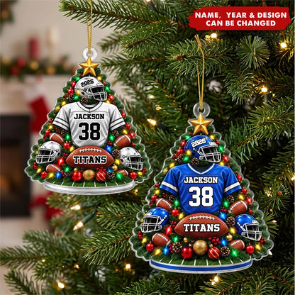 Custom Football Jersey Acrylic Ornament - Personalized Christmas Gift for Sports Fans