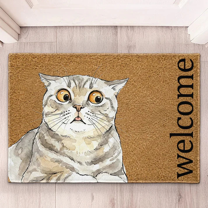 Custom Pet Photo Sketch Doormat - Personalized Dog & Cat Lover Welcome Entry Mat