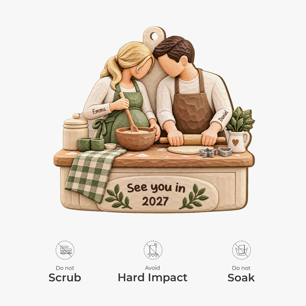 See You in 2027 Personalized Wooden Ornament - Pregnancy Announcement Christmas Gift for Expecting Couples