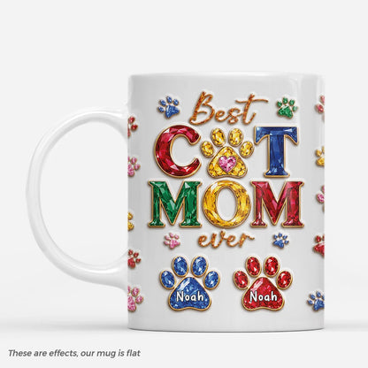 Best Cat Mom Ever Crystal Paws Personalized Custom Mug - Unique Gift for Pet Lovers and Cat Moms