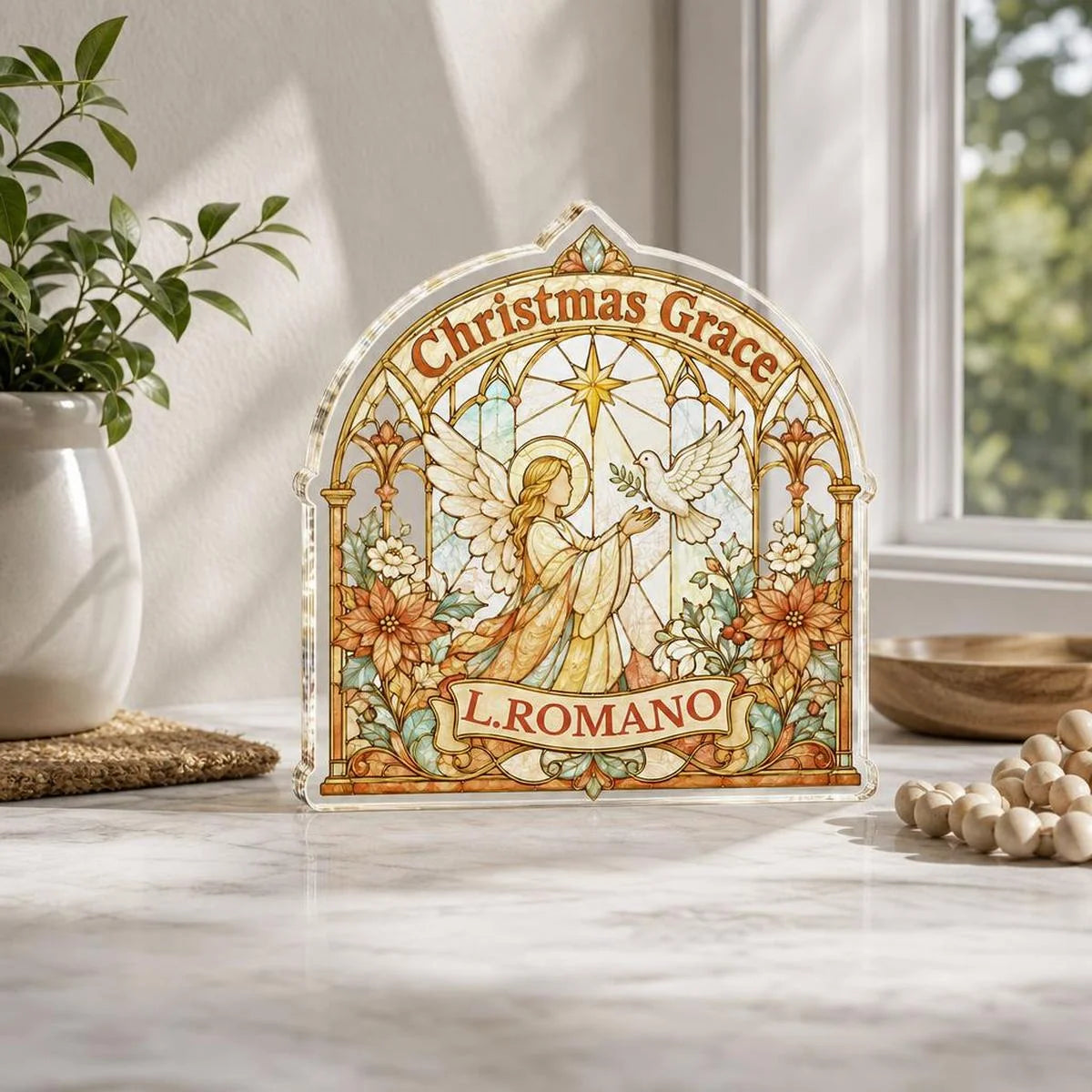 Noel Remembered In Light Personalized Memorial Acrylic Plaque - Family Christmas Tribute